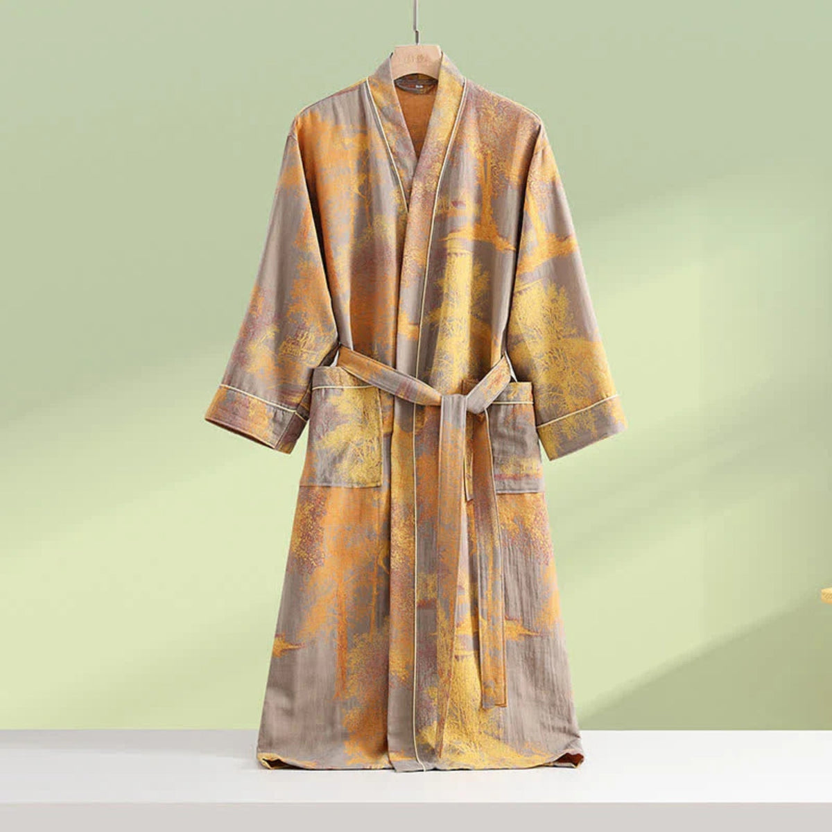 Zachte katoenen kimono-badjas - Lichtgewicht wikkelmodel
