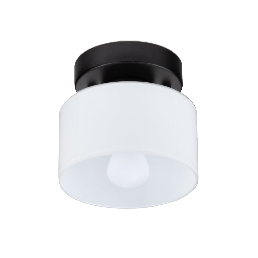 Retro Amber Glass Ceiling Light — E27/E26 Socket, Direct Mount, Cylindrical Shade