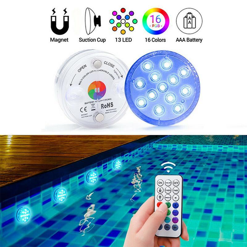 Remote-Operated Waterproof LED Pool Light Magnetic Suction