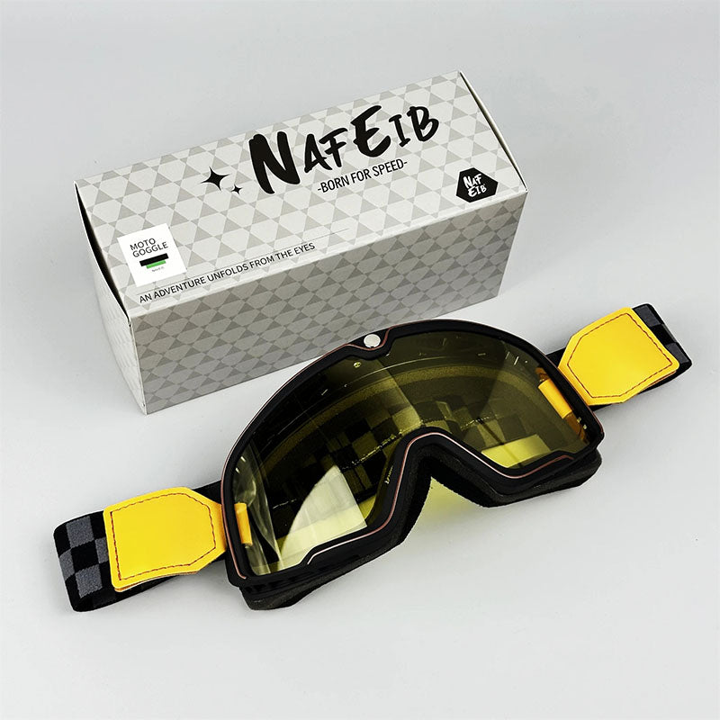 Retro-Motorradbrille - UV-Schutz, passt über Brillen