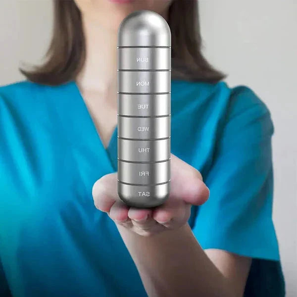 Aluminum 7 Days Portable Pill Organizer for Travel, Pill Box Pill Container | Filindra