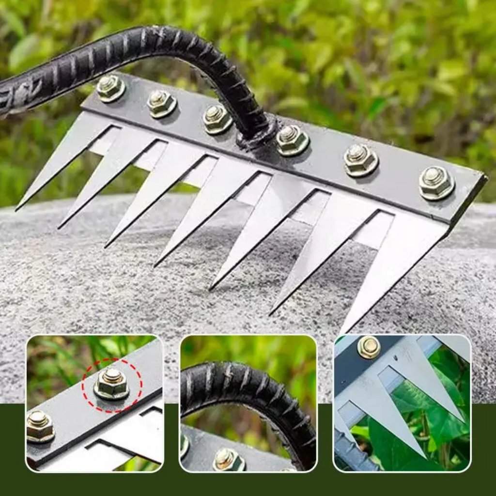 ThriveGard Manual Weeding Rake — Steel Teeth Blade, Ergonomic Grip