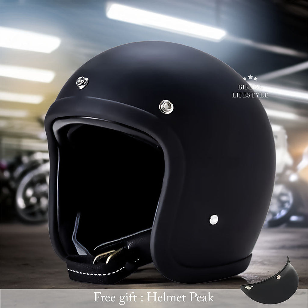 Motocyklová helma s certifikací DOT a ECE — vintage nízkoprofilová, lehká, 850 g