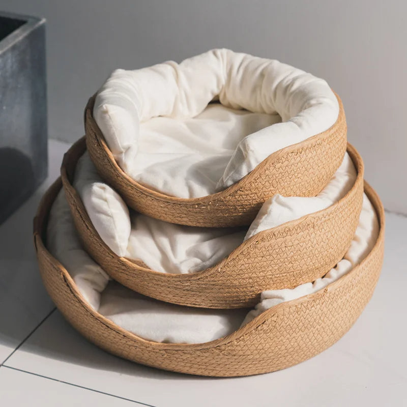 Pat împletit din bambus pentru animale de companie, Bamboo Bliss - Refugiu confortabil pentru odihnă