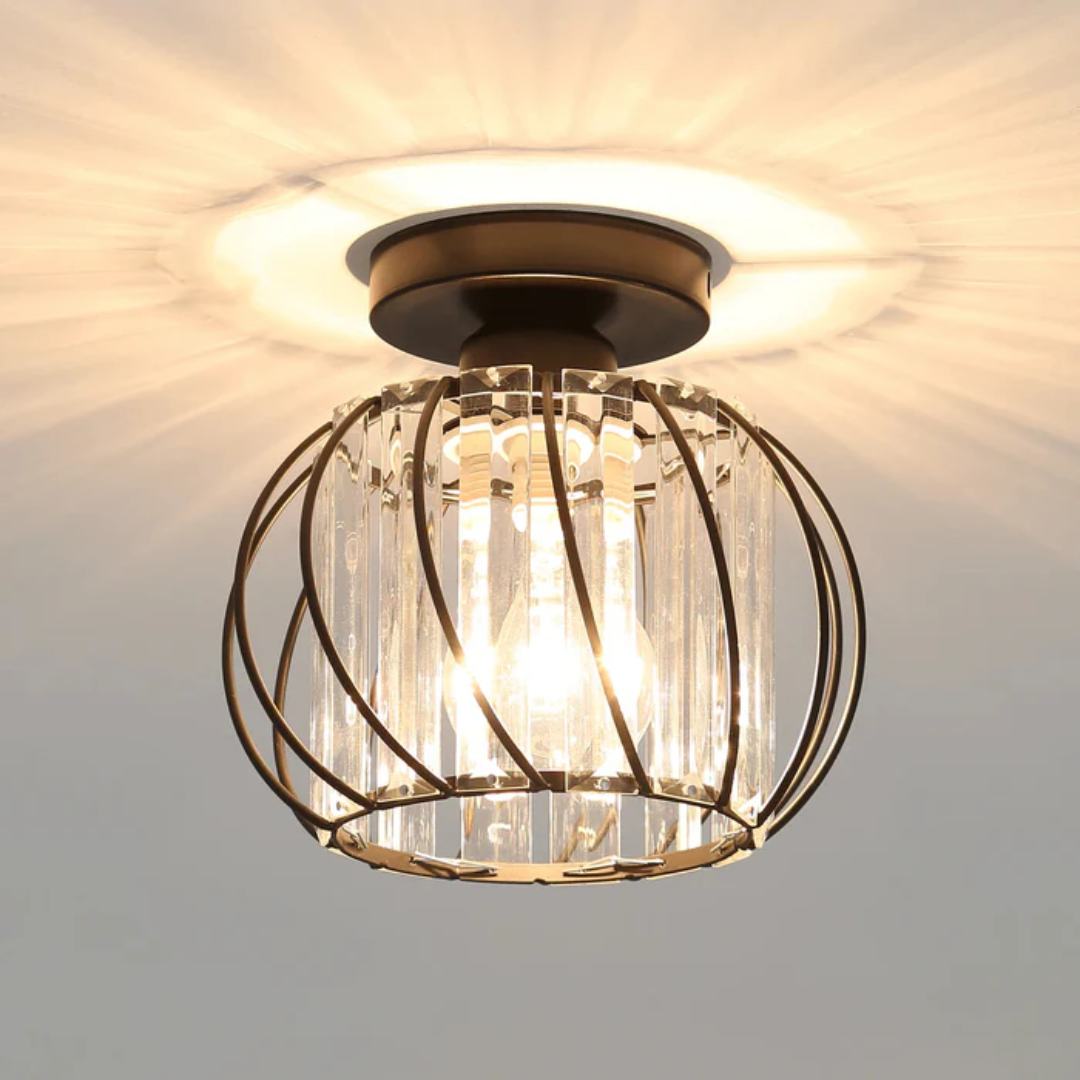 Luminária de teto em vidro AureliaGlow com brilho ambiente suave para salas de estar