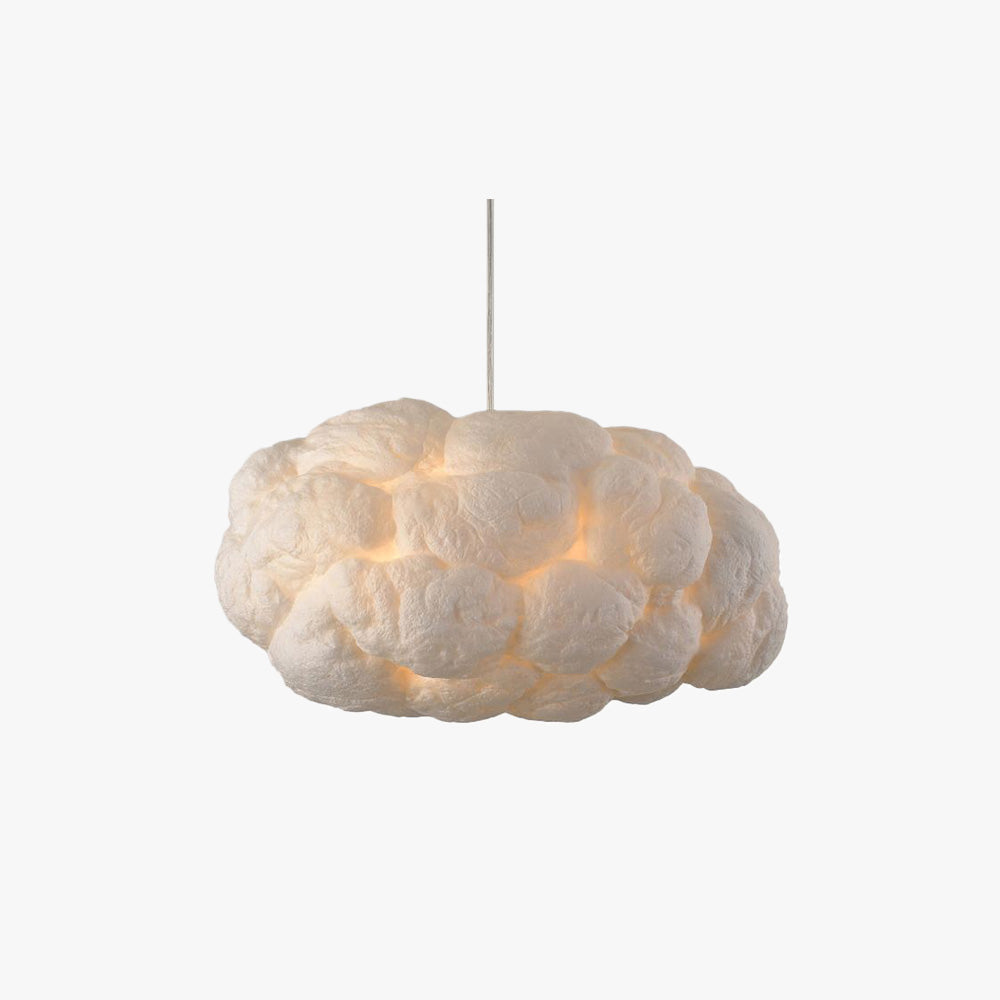 Lampă suspendată LED Minori cu design în formă de nor — PVC/bumbac, albă