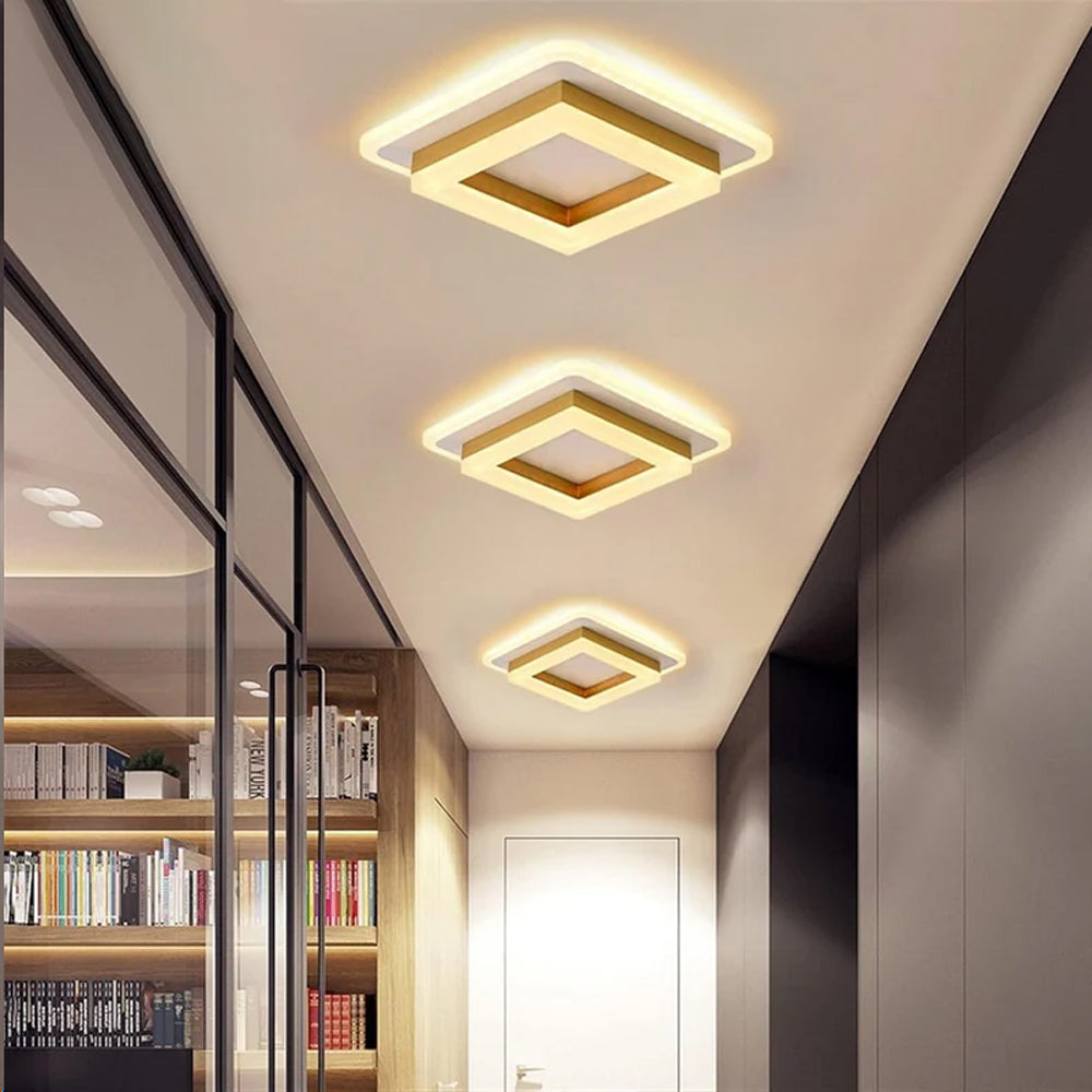 Modern Square Flush Mount LED Ceiling Light — Metal Housing, Acrylic Panel