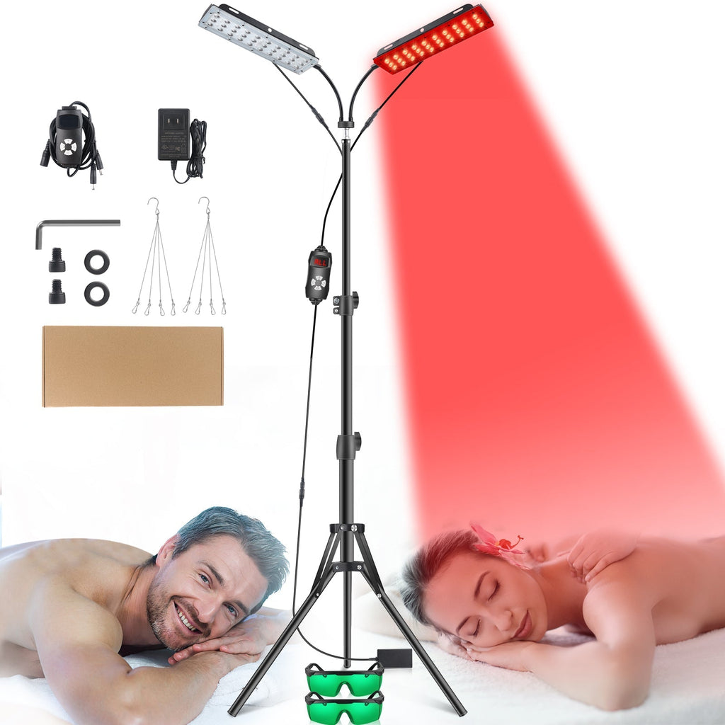 Rotlichttherapie-Lampenständer — Freistehende LED-Leuchte mit 2 Köpfen