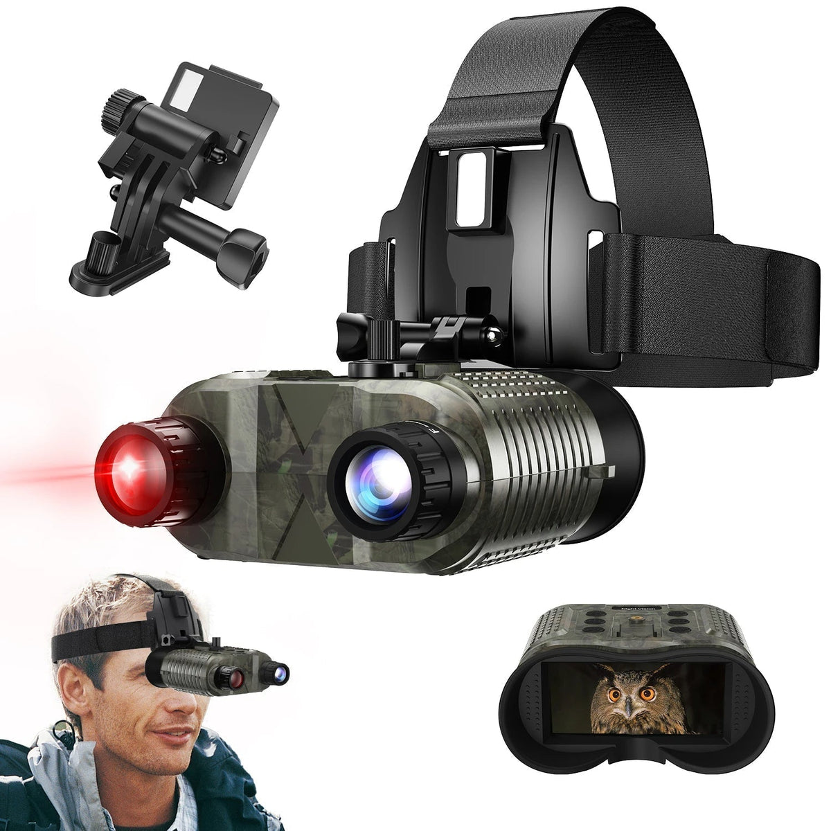 منظار ليلي ثلاثي الأبعاد بالأشعة تحت الحمراء - مستشعر 1.3MP، مدى 400m