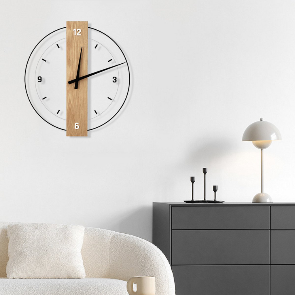 Averin Quiet Wall Clock Crafted From Wood For Living Room Decor