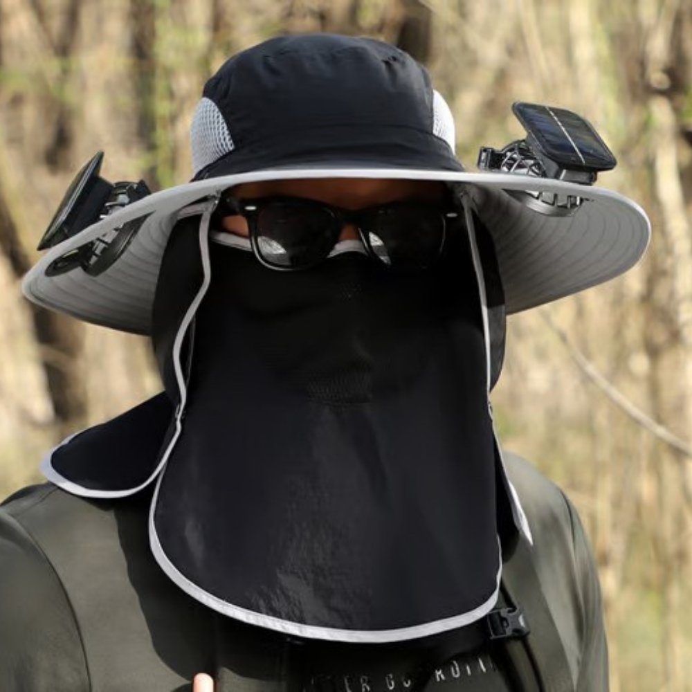 Solar Powered Hat — Dual Cooling Fans, Three Speed Settings