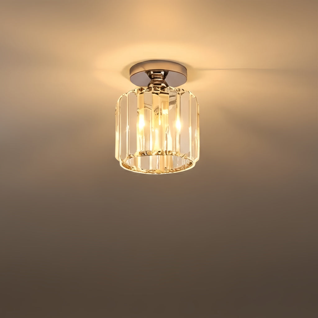 Modern Ceiling Lamp Metal/Crystal Design in Black/Gold/Silver for Bedroom - Flindria