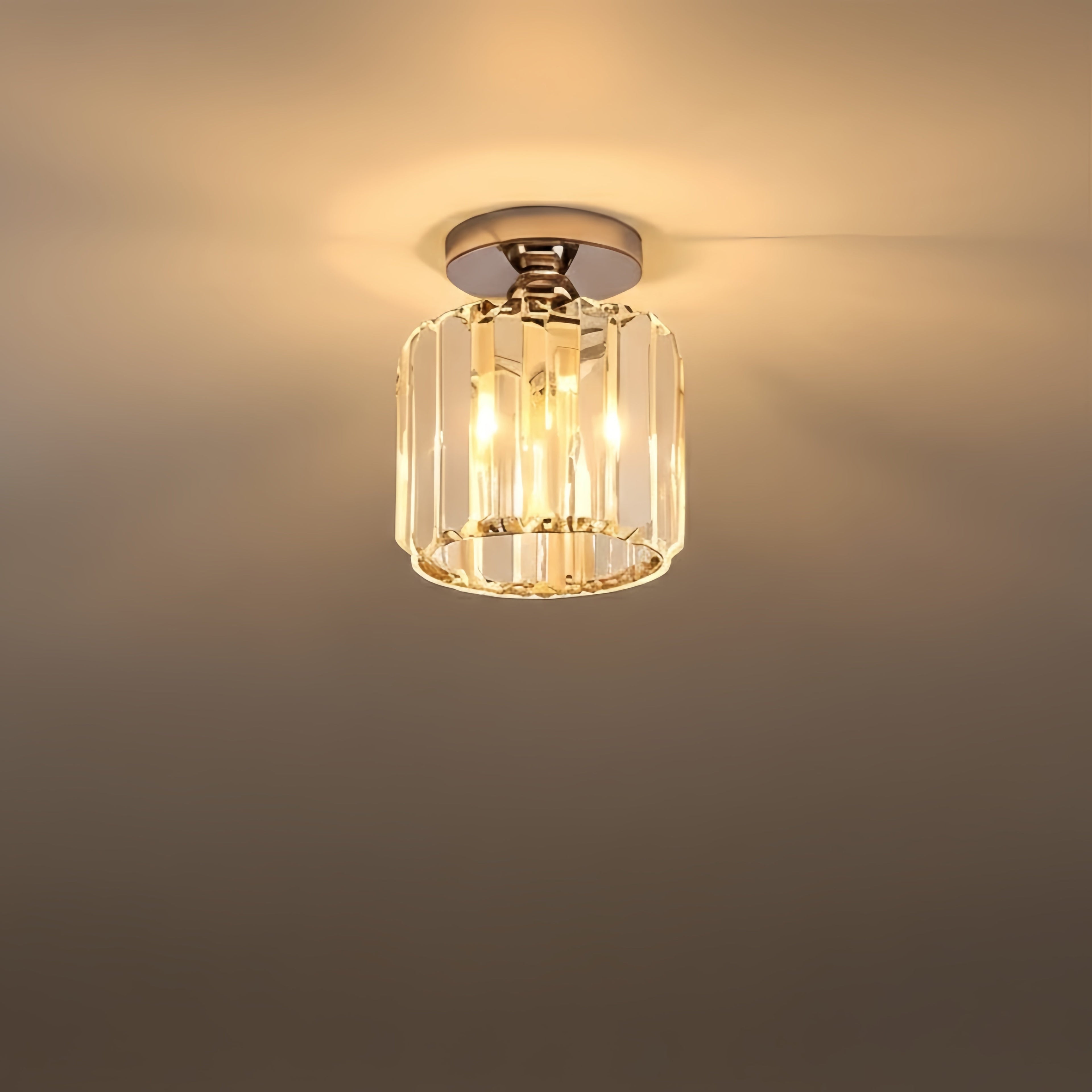 Modern Ceiling Lamp Metal/Crystal Design in Black/Gold/Silver for Bedroom - Flindria