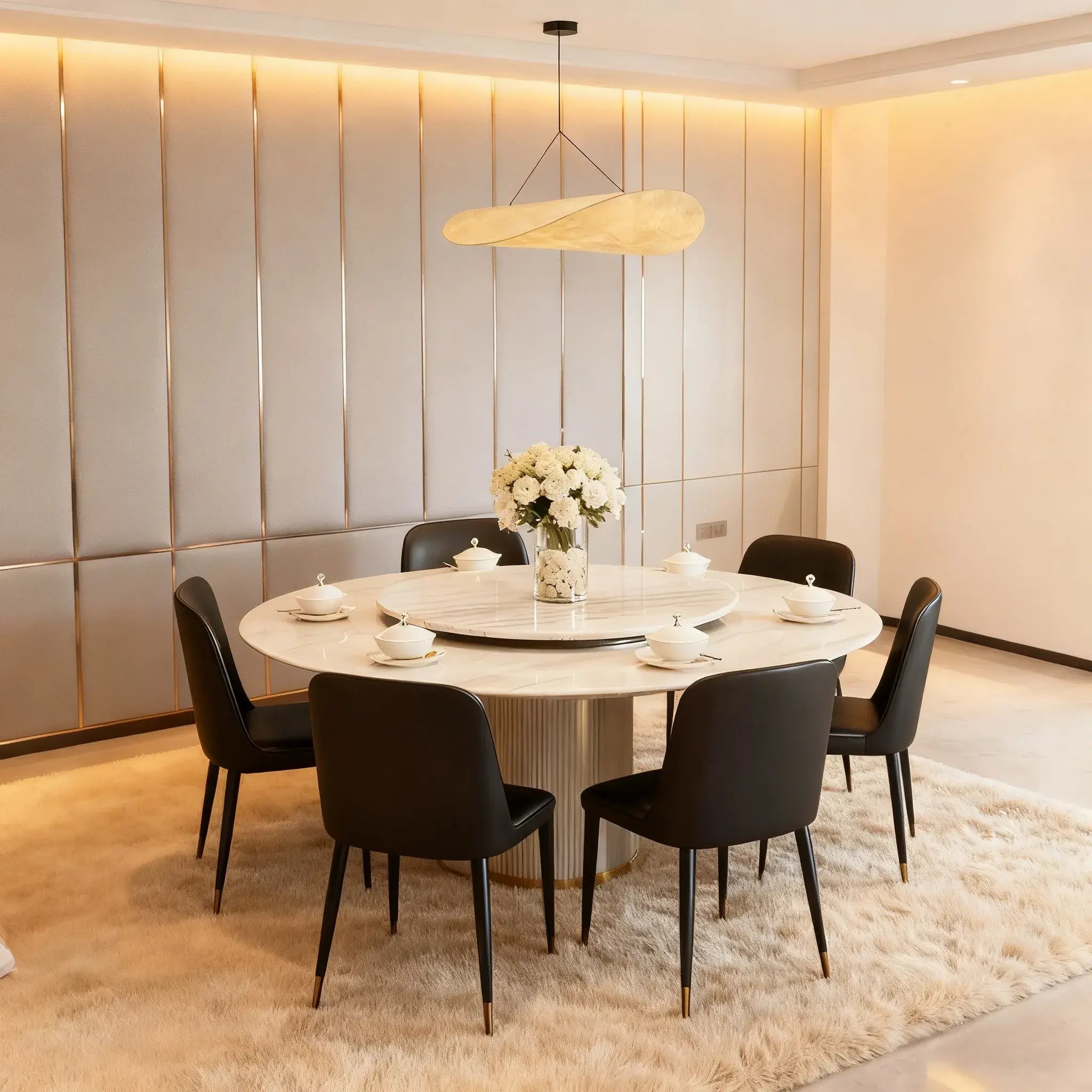 Art Deco White Pendant Light – Curved Metal Design for Dining Room - Flindria