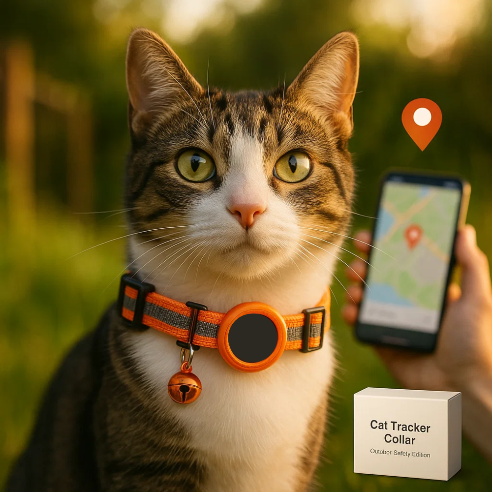 Reflective Quick-Release Cat GPS Collar — Durable Construction, Secure Fastening