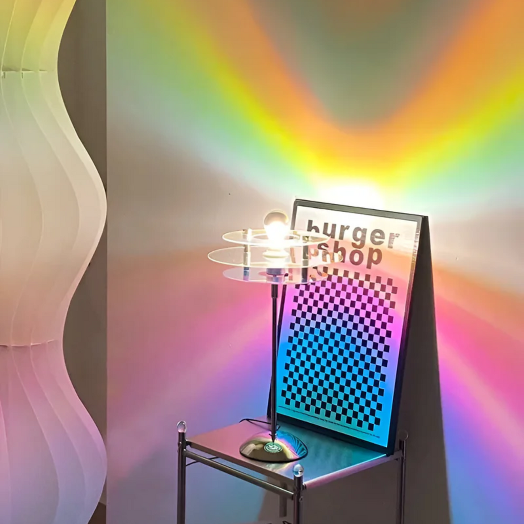 LumaNova Retro Disc LED Table Lamp for Desk, Nightstand, and Dresser