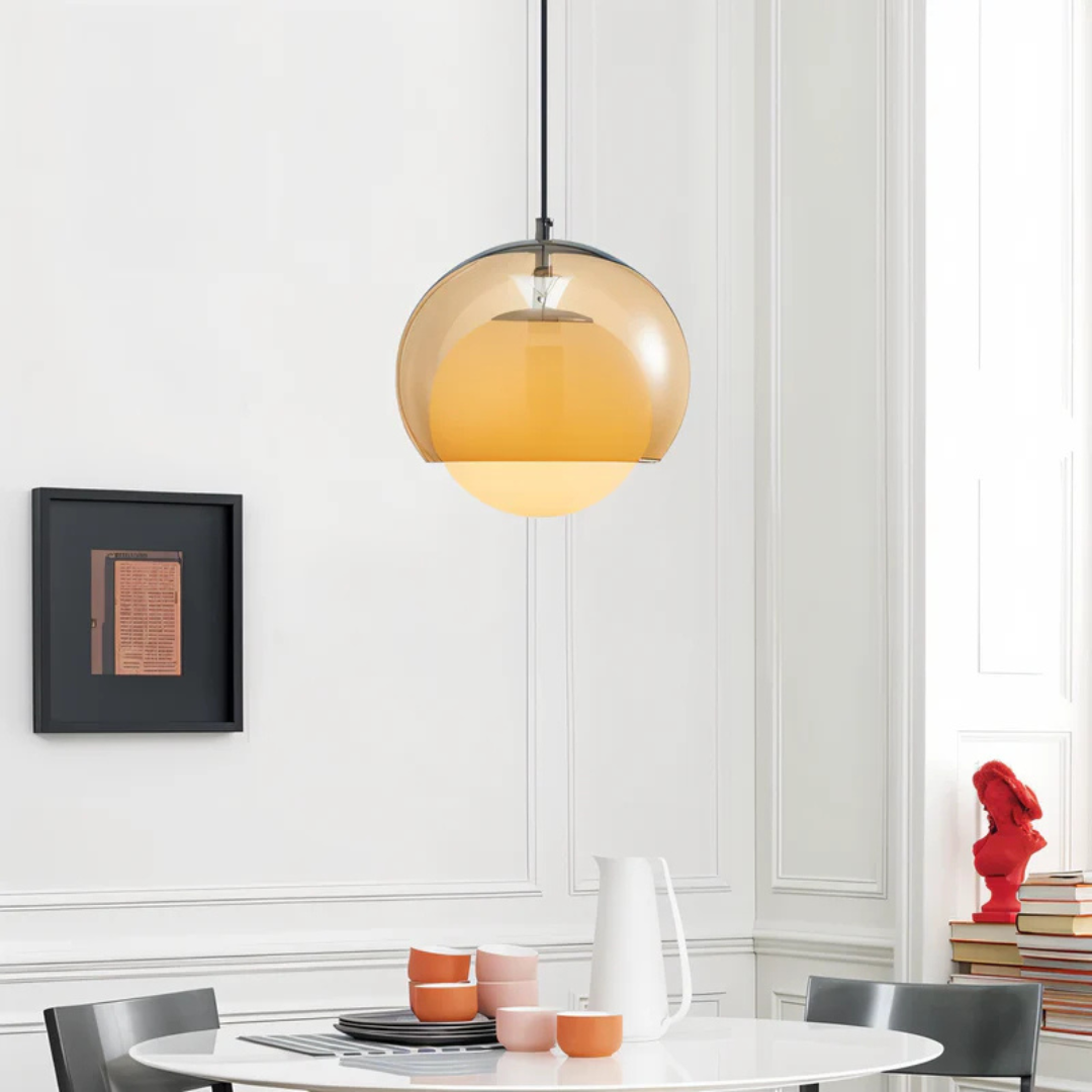 Norelli Retro Bauhaus Glas Pendelleuchte für Esszimmer