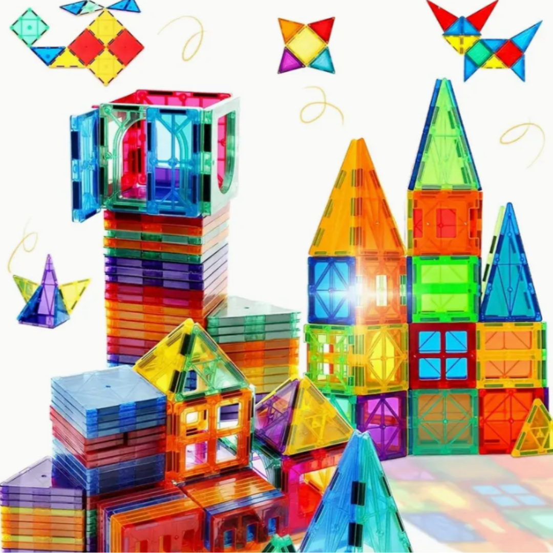 Jogo de construção magnético BuildYourWorld — Blocos coloridos e criativos