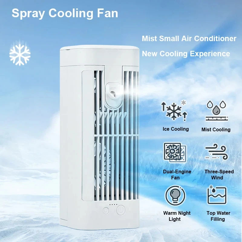 Mini Portable Air Conditioner Desk Fan with Spray Cooling | Filindra