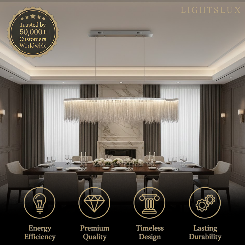 Royal Gouden of Chromen Hanglamp – Luxe Kwast Metaalarmatuur voor Eetkamer - Flindria