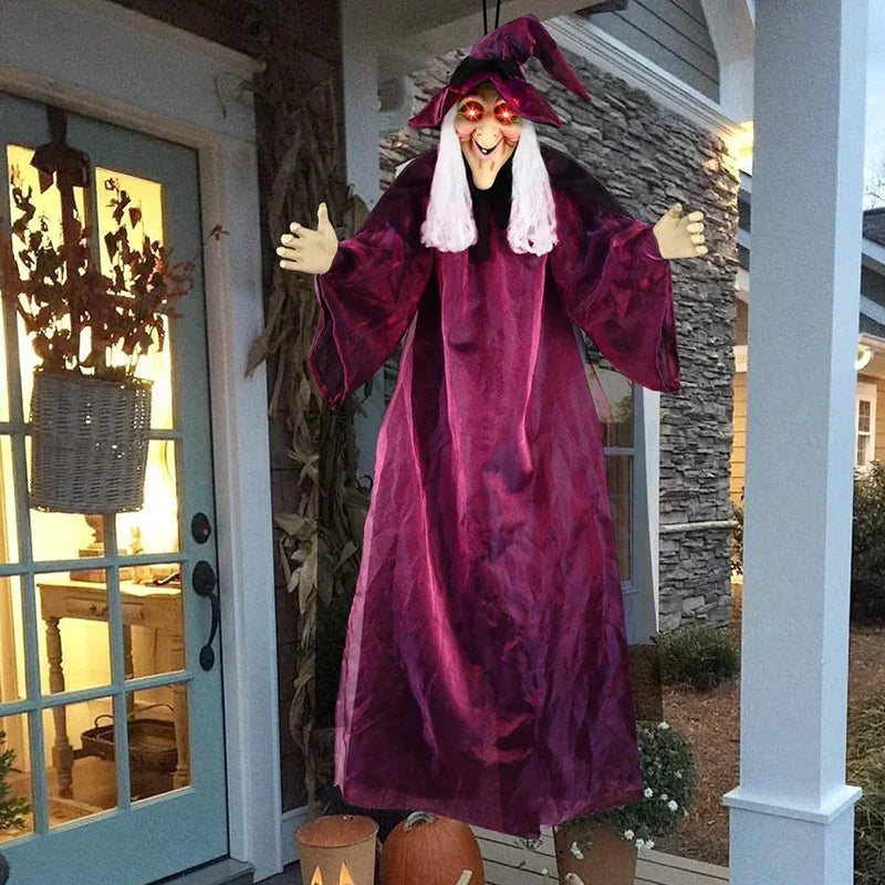 Animated Halloween Witch Decor with Sound and Glowing Eyes | Filindra