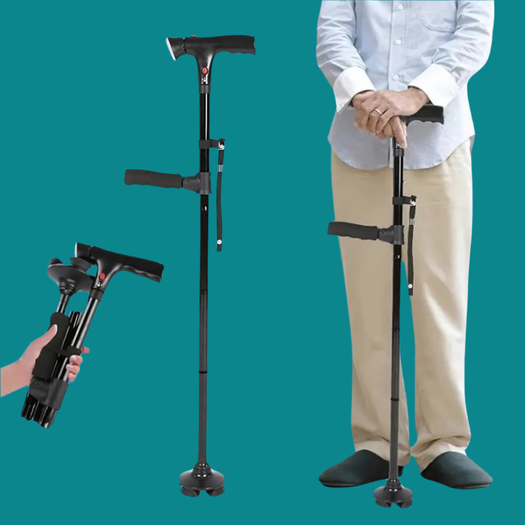 Canne télescopique pliable TrailEase — éclairage LED et alarme de sécurité