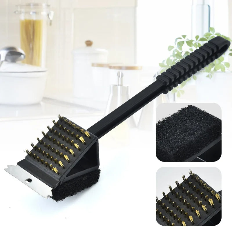 3 in 1 Barbecue Grill Brush with Scraper and Sponge | Filindra