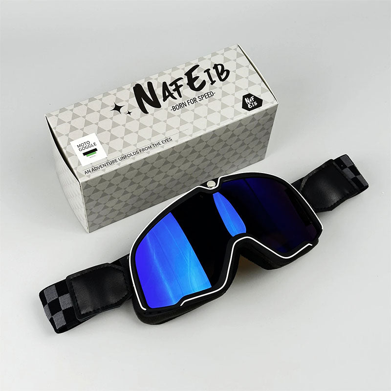 Retro-Motorradbrille - UV-Schutz, passt über Brillen
