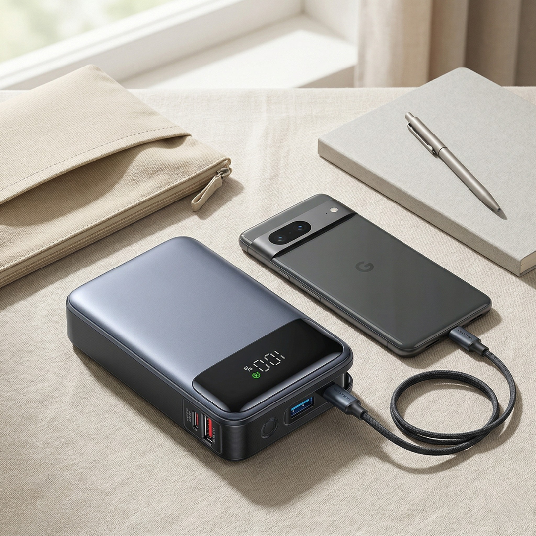 Φορητό power bank 20000mAh — Ενσωματωμένο καλώδιο, γρήγορη φόρτιση