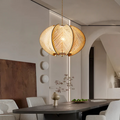 SolaraWood Wabi-Sabi Holz- und Hanf-Pendelleuchte für Esszimmer