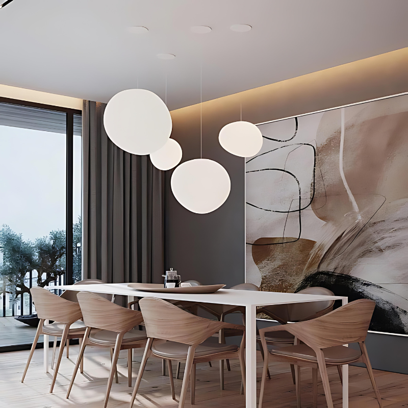 AstraGlow Pebble Shaped Glass Pendant Lamp For Dining Rooms