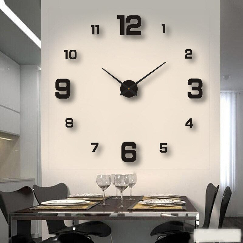 Reloj de pared negro moderno Luminor — Movimiento de cuarzo fiable