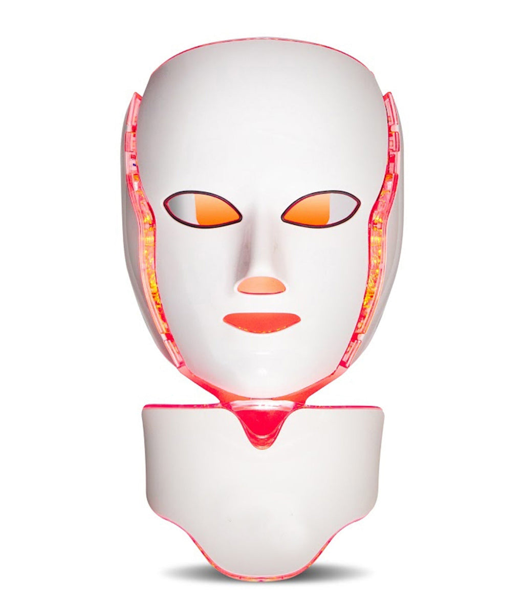 Rotlichttherapiemaske mit 7 Farben — LED-Behandlung für Gesicht und Hals