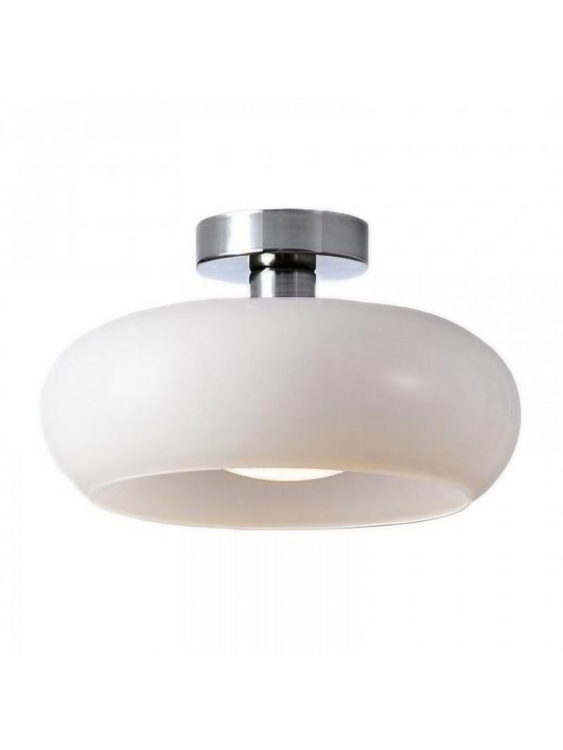 Bauhaus Circular Ceiling Light — Glass Disk Shade, Brass or Chrome Finish, Orange-Yellow or White Glass
