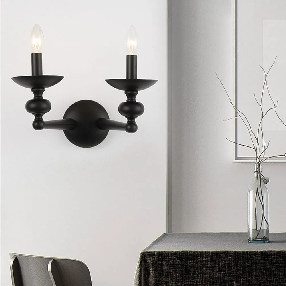 Vintage Black Chandelier - Convertible Wall/Pendant Light with Glass Dining Room - Flindria