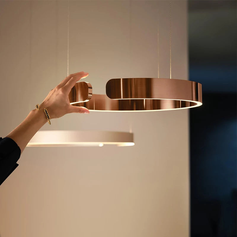 ModernLuxe moderne runde LED-Pendelleuchte – warmes Licht