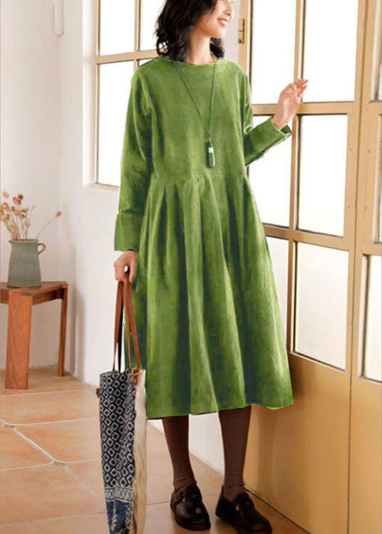 Kleid aus Cord in Französischem Blau in Übergröße - Knopf-Patchwork, Taschen