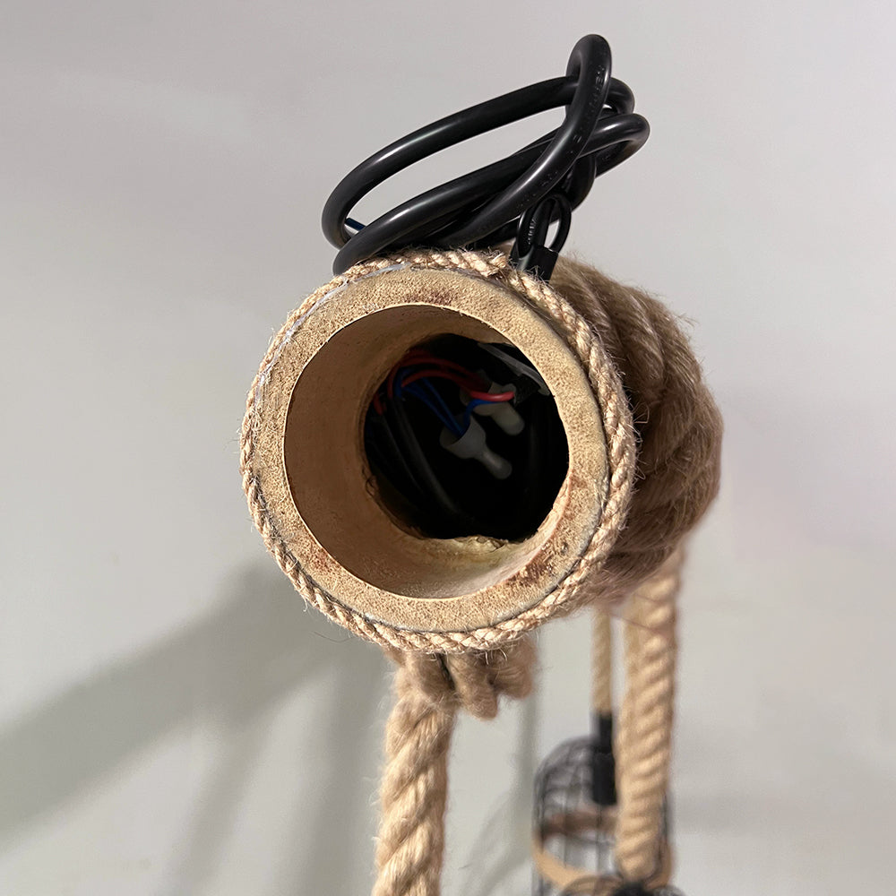 AstraLume Vintage Wood and Metal Pendant Light