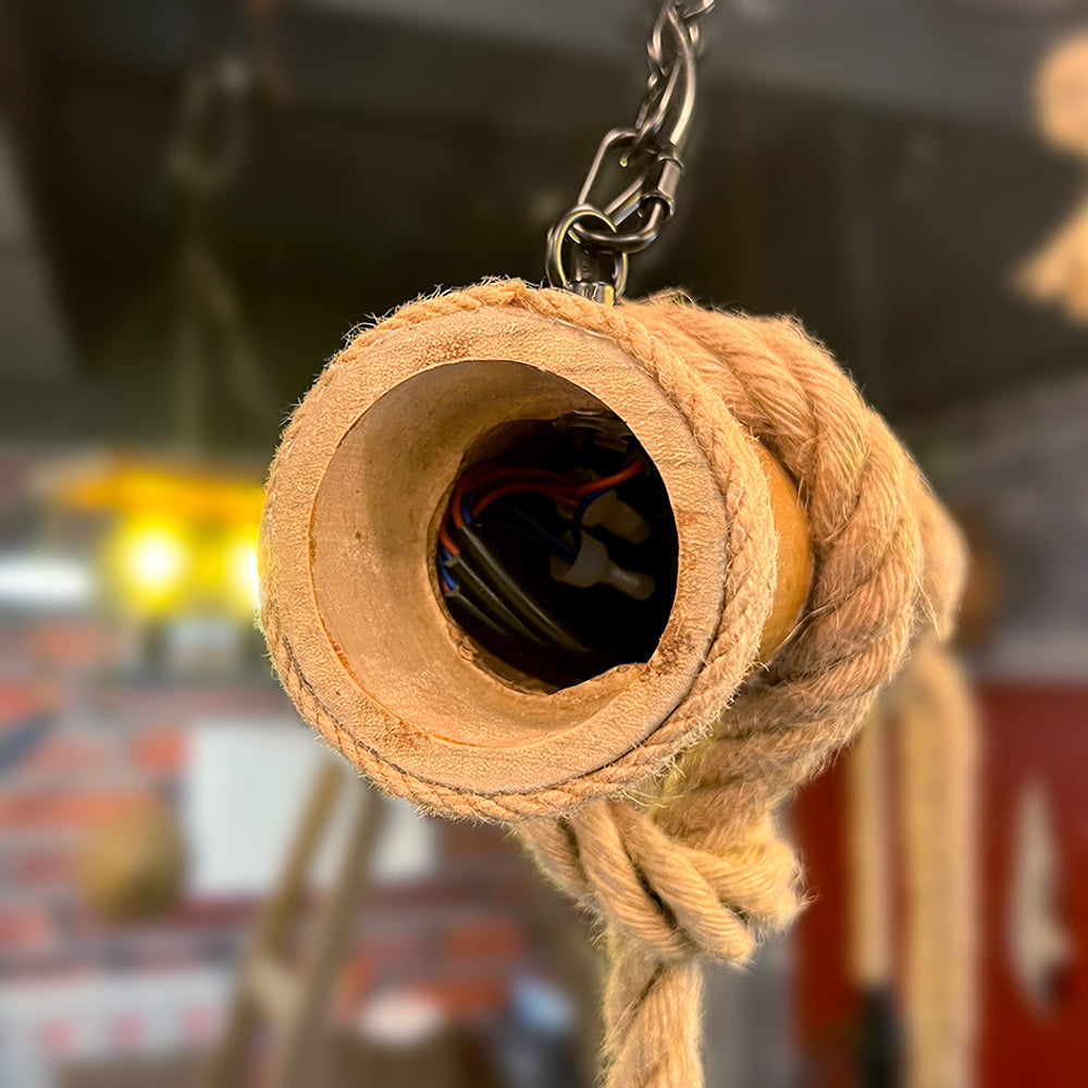 AstraLume Vintage Wood and Metal Pendant Light