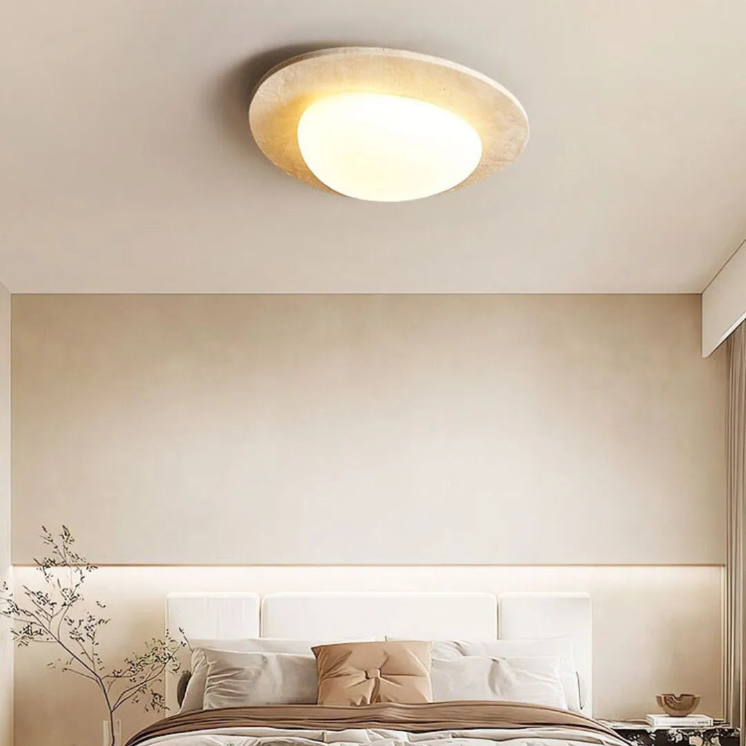 Sylvara Nordic Led Ceiling Light With Cream Travertine Finish