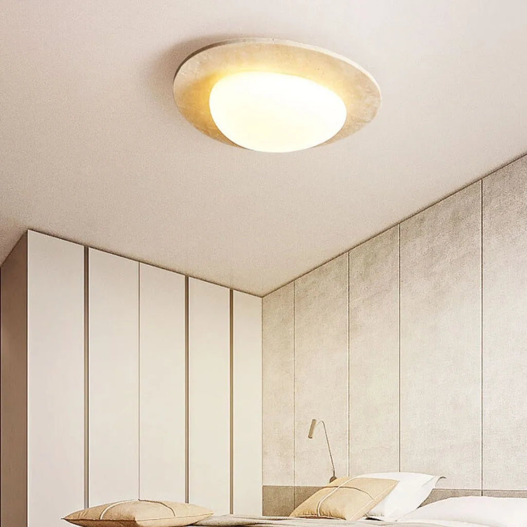 Sylvara Nordic Led Ceiling Light With Cream Travertine Finish