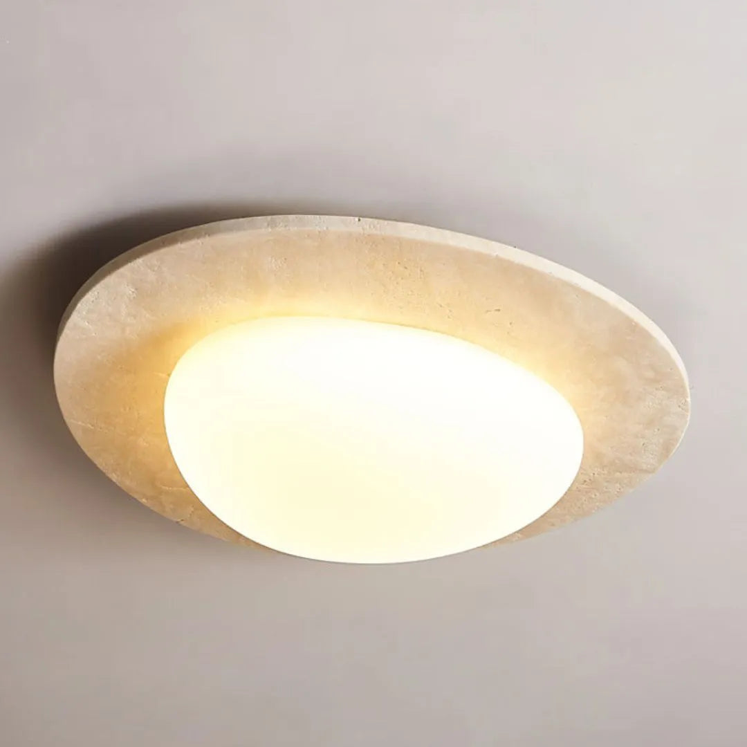 Sylvara Nordic Led Ceiling Light With Cream Travertine Finish