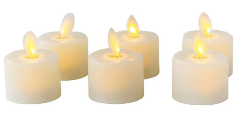 6 velas realistas sem chama com comando | Filindra
