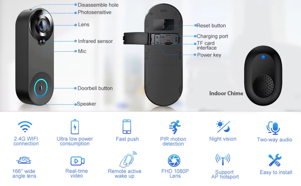 Wireless Wi-Fi Video Doorbell | Filindra
