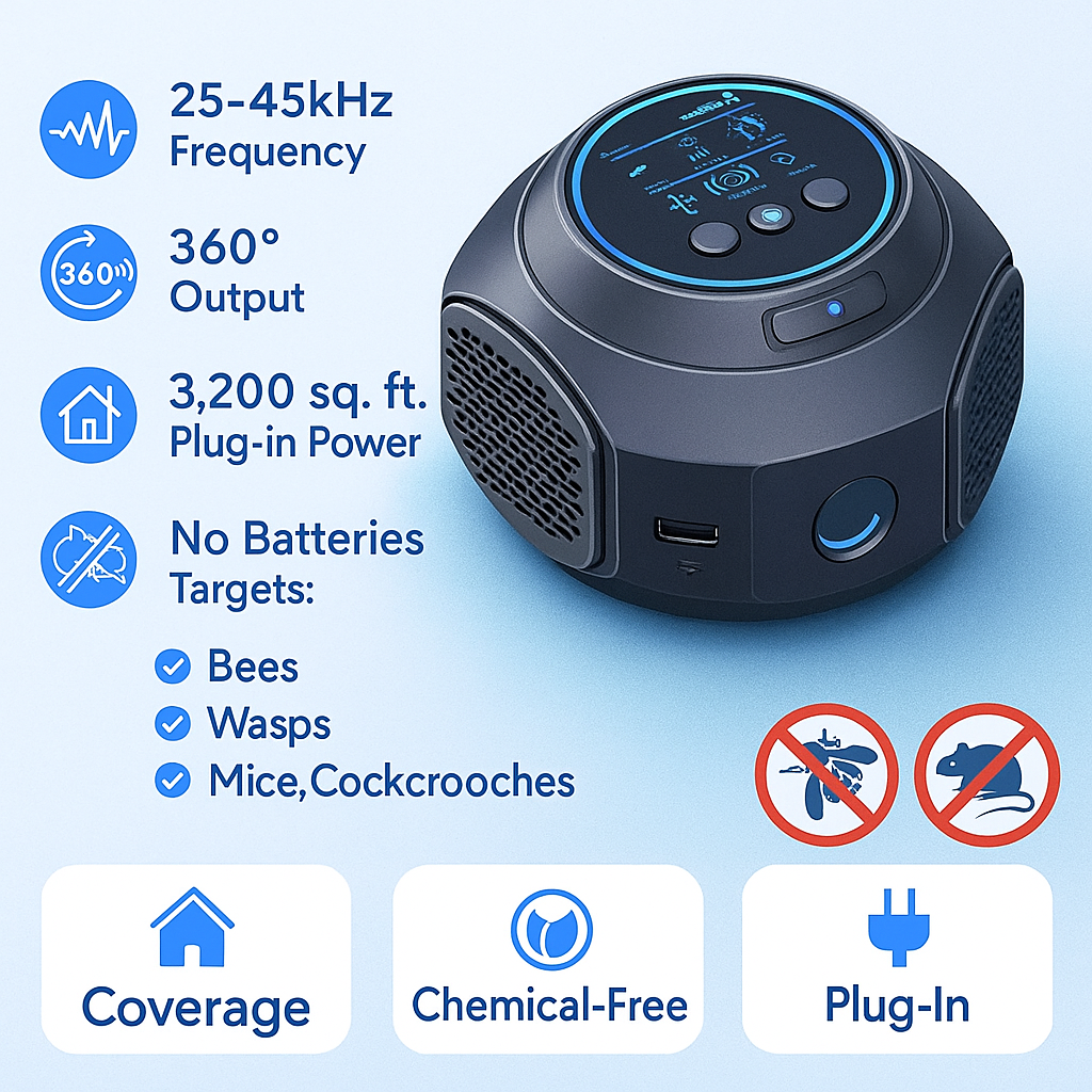 Repelente ultrassónico de insetos Breevo — A cobertura de 360 graus protege contra abelhas e vespas