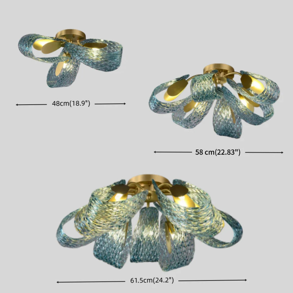 Art Deco Peacock Chandelier – Blue Feather Art Glass Contemporary for Dining Room Bedroom - Flindria