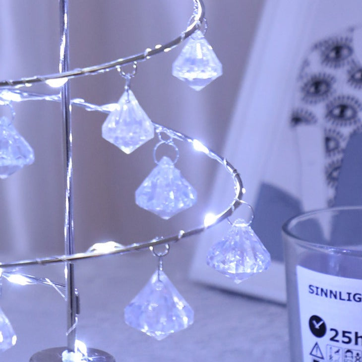 Lampă de masă în formă de brad de Crăciun din cristal — lampă de veghe reutilizabilă