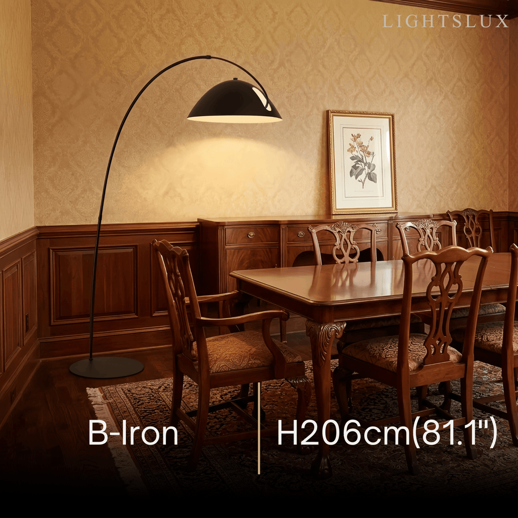 Lámpara de pie moderna negra – Diseño curvado de metal para sala de estar - Flindria