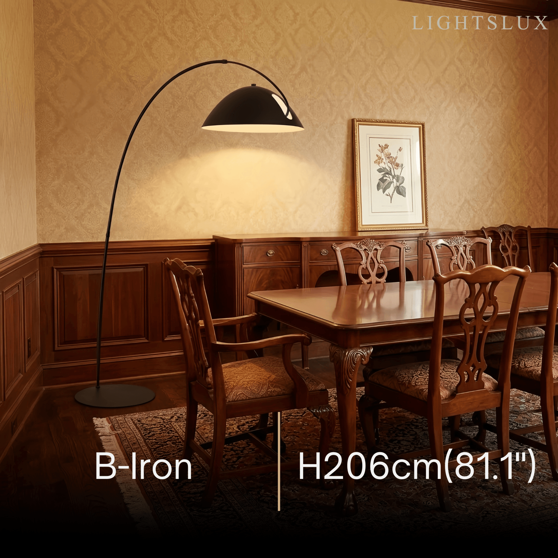 Lámpara de pie moderna negra – Diseño curvado de metal para sala de estar - Flindria
