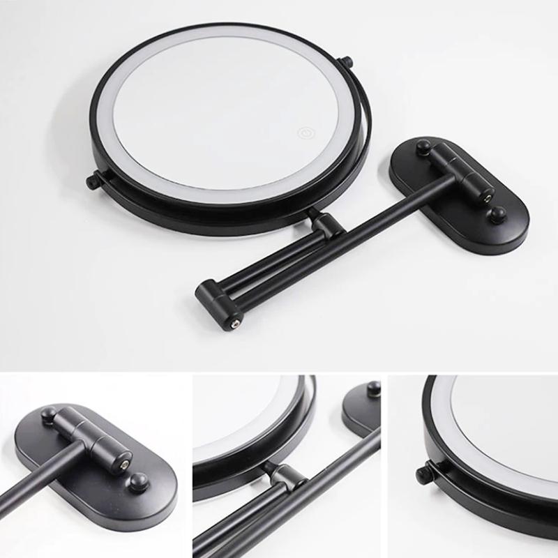 Miroir grossissant LED Velora rechargeable à double bras — verre à grossissement de précision